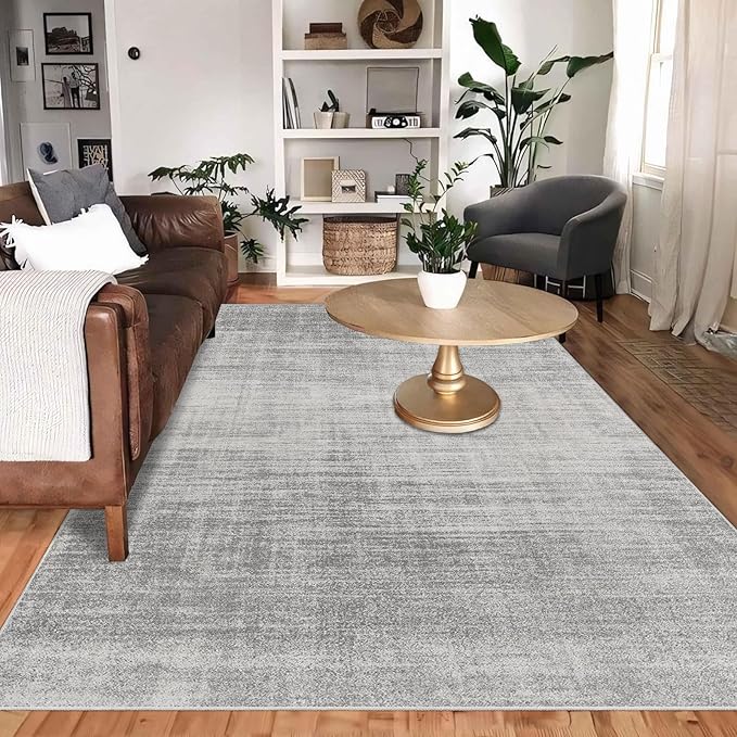 Enkor Area Rug 5x7 Washable Non Slip Abstract Soft Rugs for Living Room Bedroom, Modern Mat for Kitchen Entryway Light Grey