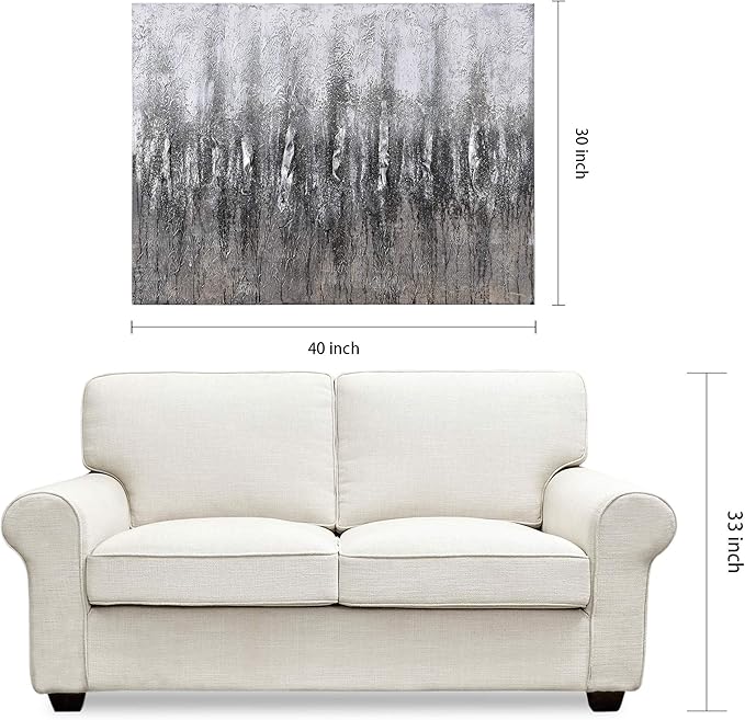 Empire Art Direct Abstract Wall Art Textured Hand Painted Canvas by Martin Edwards, Unframed, 40" x 30", Gray Frequency
