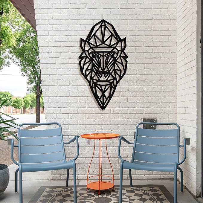 Geometric Animal Metal Wall Art – Modern Polygon Style Metal Wall Decor for Home, Living Room, or Office, Minimalist Wildlife Wall Sculpture, Black Steel Design (Style-2)
