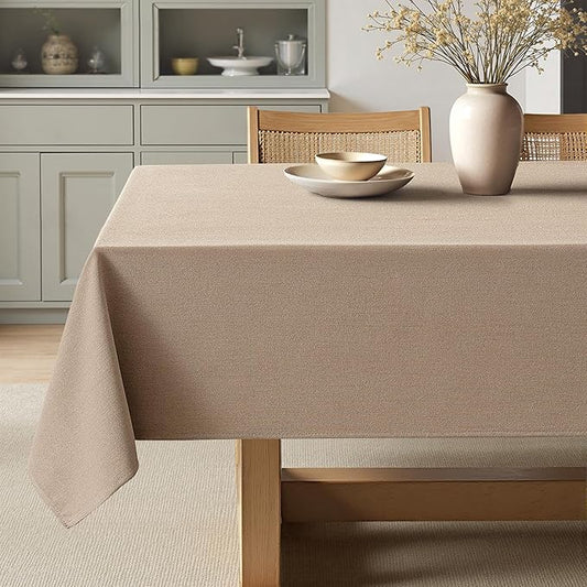 MIULEE Brown Linen Polyester Tablecloth 60x104 Inch Rectangle Table Cloth Waterproof,Stain Resistant & Wrinkle Resistant for Dining Party Wedding