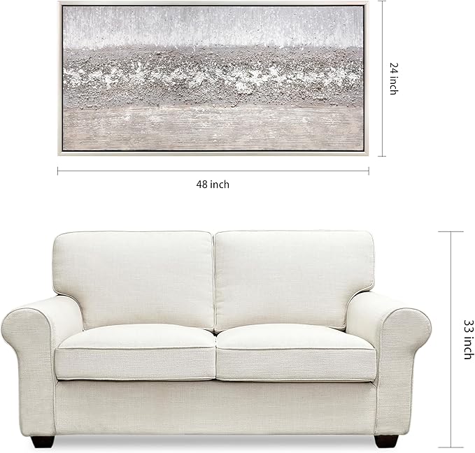Empire Art Direct Tranquil Horizon Textured Glitter Hand Painted Framed Canvas Wall Art, Ready to Hang, Living Room, Bedroom & Office, 24"x48"x1.5"