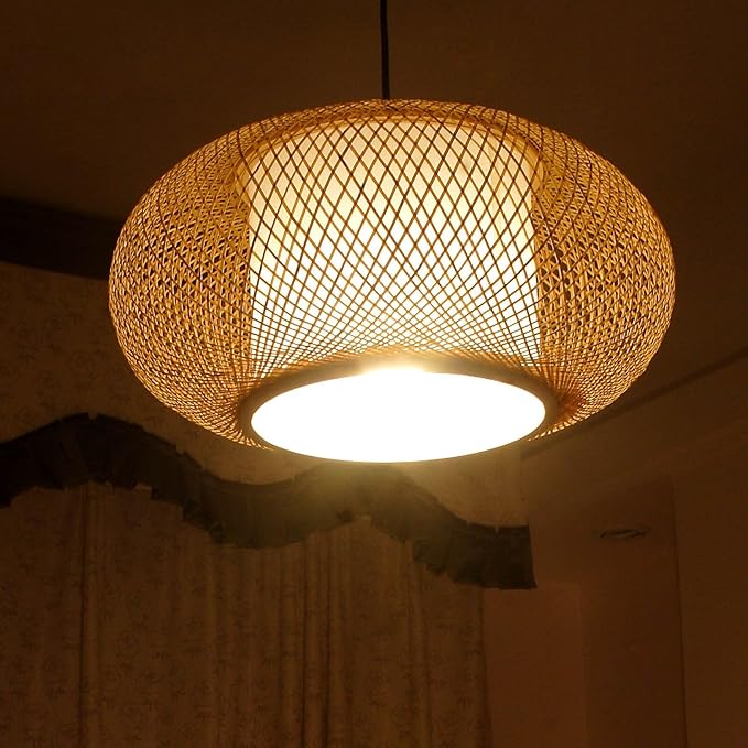 dining room light fixture Japanese lamp ,kitchen island pendant lights, Boho Bamboo Lighting Fixture, suitable for restaurants, Hotels and Guesthouses, Tea house. Nordic Log Style Lighting Decoration