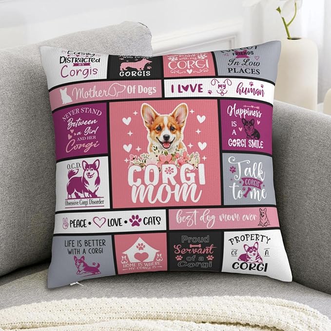 Christmas Corgi Gifts for Corgis Lovers, Funny Corgi Gifts for Women, Best Corgis Themed Gift for Christmas, Xmas, Birthday, Dog Mom Gift for Dog Lovers Throw Pillow Cover 18x18 Inches