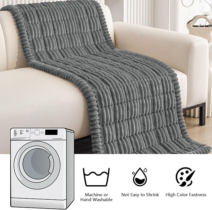 Smiry Couch Cover for Dogs Washable, Non Slip Fuzzy Pet Couch Covers for 3 Cushion Sofa Pet Friendly, Thick Soft Sofa Slipcovers Cushion Protector (Dark Grey, 27.6" x 88")