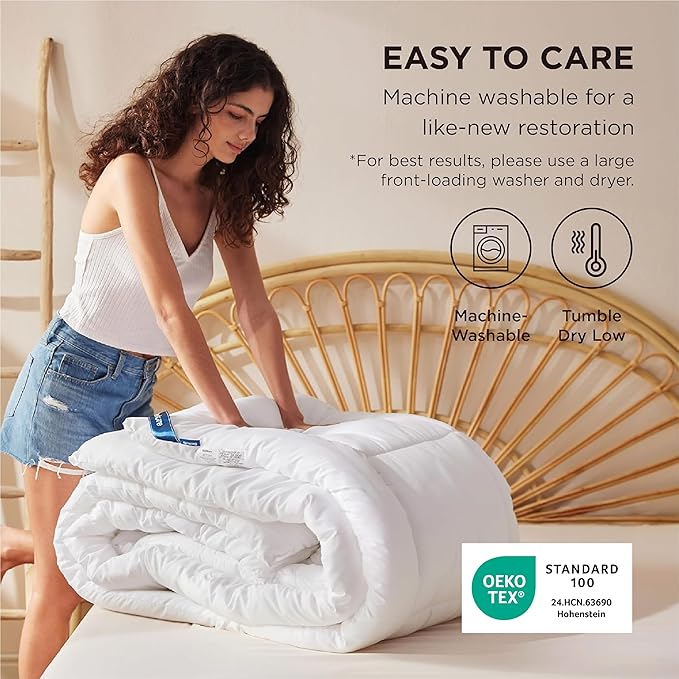 Bedsure Comforter Duvet Insert - Quilted Comforters Alaskan King, All Season Duvet, GentleSoft Down Alternative Bedding, with 8 Tabs, Gifts for Women/Men, White,Alaskan King 130x120 Inches
