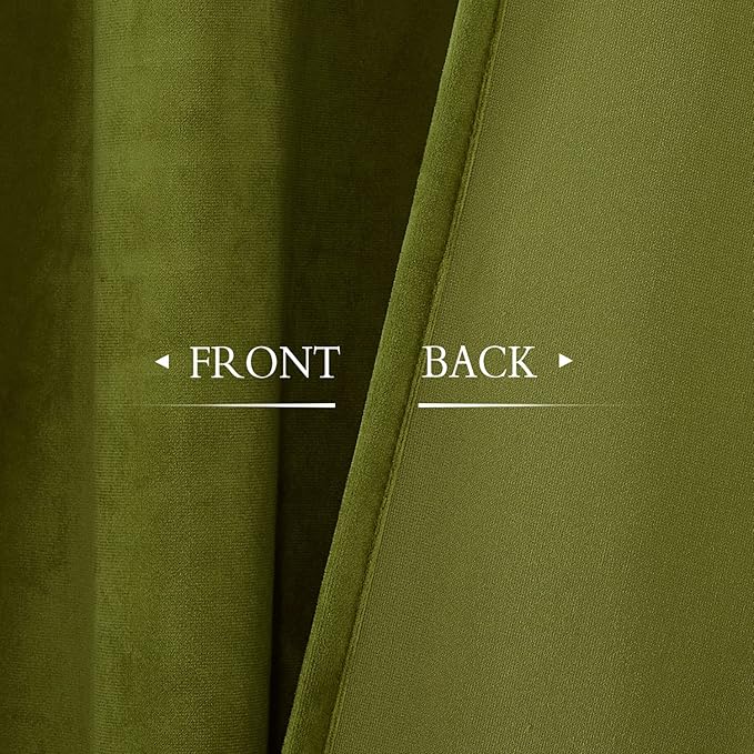 StangH Velvet Curtains 10 ft Long - Extra Long Back Tab Olive Green Curtains for Living Room, Thermal Insulated Privacy Room Dividers, W52 x L120, 2 Panels