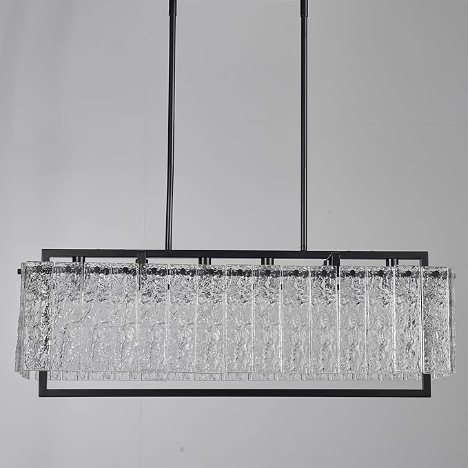 Shrine Lighting Crystal Chandeliers, Modern Luxury Style, Perfect Pendant Light Fixture for Living Space, D20'' × H4'', Adjustable 43'', 6 x E12 Sockets, Glass Shade & Black Finish Frame