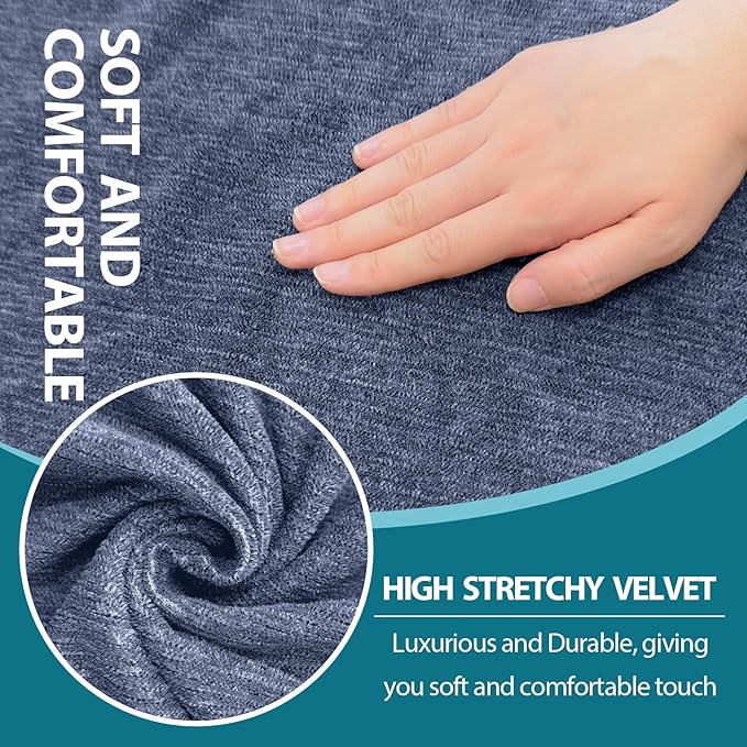 T Cushion Sofa Slipcover 4 Pieces Sofa Covers for T Cushion Couch Soft Sofa Slip Covers Furniture Protector with 3 Individual T Shape Seat Covers (Blue Gray, 3 Cushions)