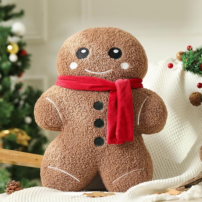 YRXRUS Christmas Gingerbread Man Pillows, Gingerbread Throw Pillows for Christmas Decorations, Cute Pillow for Party Gifts, Xmas Pillow 12x16 Inches