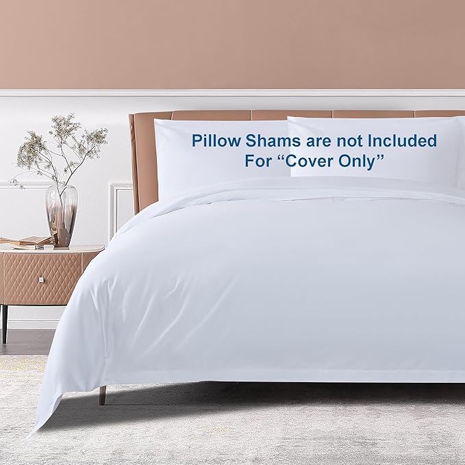 THE COTTON & SILK® 100% Luxury Long-Staple Cotton Duvet Cover - Soft & Breathable - Include 1 Duvet Cover with Corner Ties & Hidden Zipper - White, Twin Size