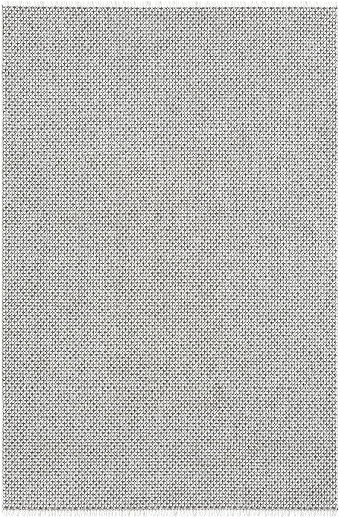 LUXE WEAVERS Solid Machine Woven White Dark Gray 9x12 Area Rug, Indoor Stain-Resistant Carpet