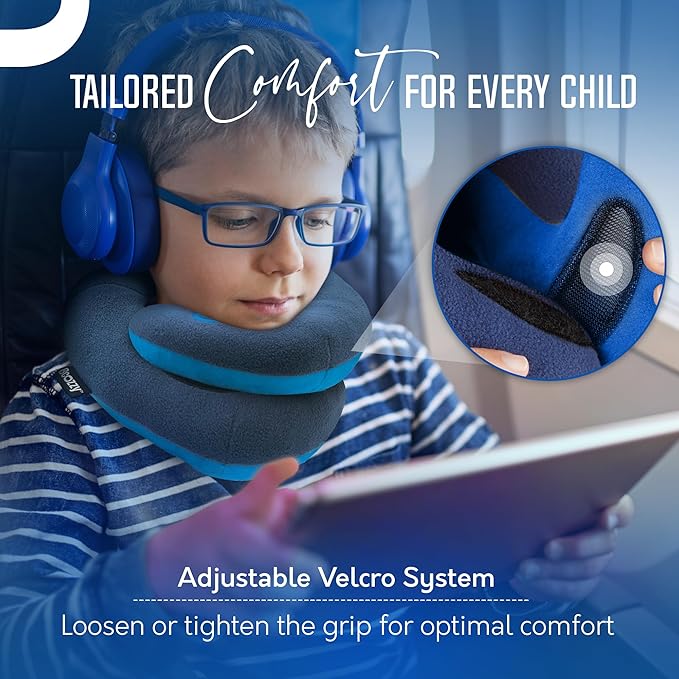 BCOZZY Kids Chin Supporting Travel Pillow for Ages 8–12- Patented Soft Neck Pillow for Head and Chin Support in Car Seat and Airplane. Comfortable Travel Essential. Small Size, Bag, Light Purple