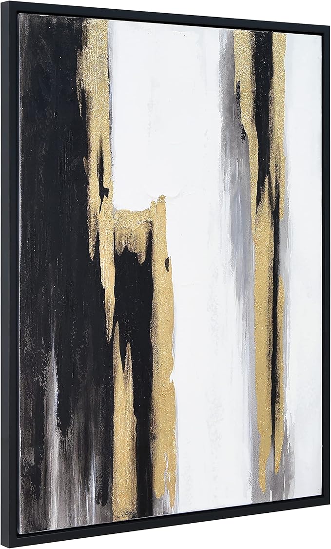 Empire Art Direct Abstract Wall Art Textured Hand Painted Canvas Art by Martin Edwards, Black Framed Wall Art, 40" x 30", Solemn Night