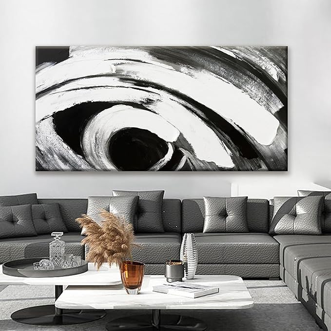 TAIJXAGSG Large Abstract Wall Art For Living Room Prints Artwork Canvas Art Wall Decor Black And White Wall Art Modern Painting Abstract Decor For Hotel Office Artwork 29 x 58 Inch
