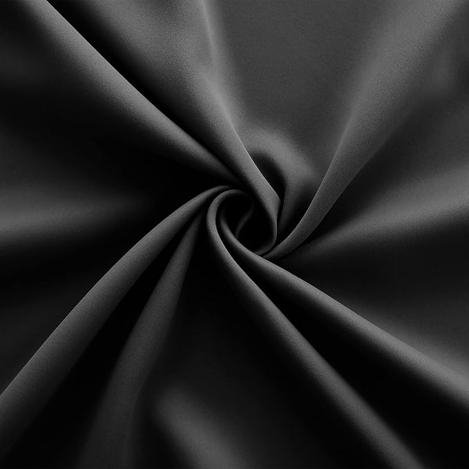 KOUFALL Halloween Curtains for Kitchen Bathroom,Short Sleep Out Blackout Drapes for Windows Over Sink,60x48 Inch Long,Black