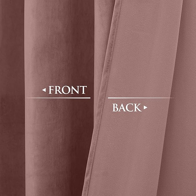 StangH Luxury Velvet Curtains 96 inches - Wild Rose Vertical Drapes Light Dimming Energy Saving for Girls Bedroom, Privacy Panels Elegant Home Decor Back Tab for Hallway, W62x L96, Set of 2