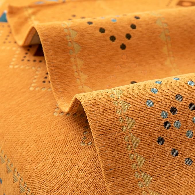 Boho Chenille Couch Covers,Geometric Couch Covers for Sofa,Chenille Couch Cover Non Slip,Sectional l Shaped Sofa Furniture Protector Cover for Home Decor,Orange_2 Seat 28x59in/70x150cm
