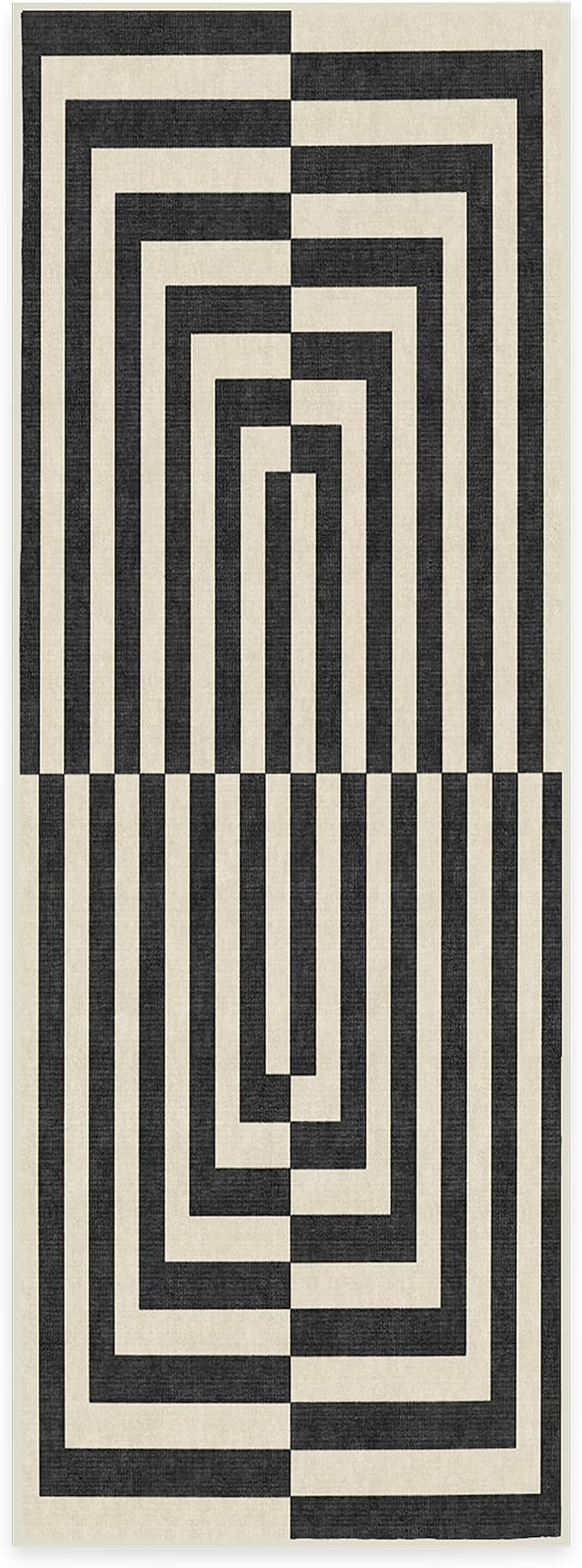 RUGGABLE x Jonathan Adler Machine Washable Modern Runner Rug – Op Art Charcoal 2.5x7, Stain-Resistant, Non-Slip – Washable Rug for Hallway, Entryway, Living Room & Kitchen–with Standard Pad