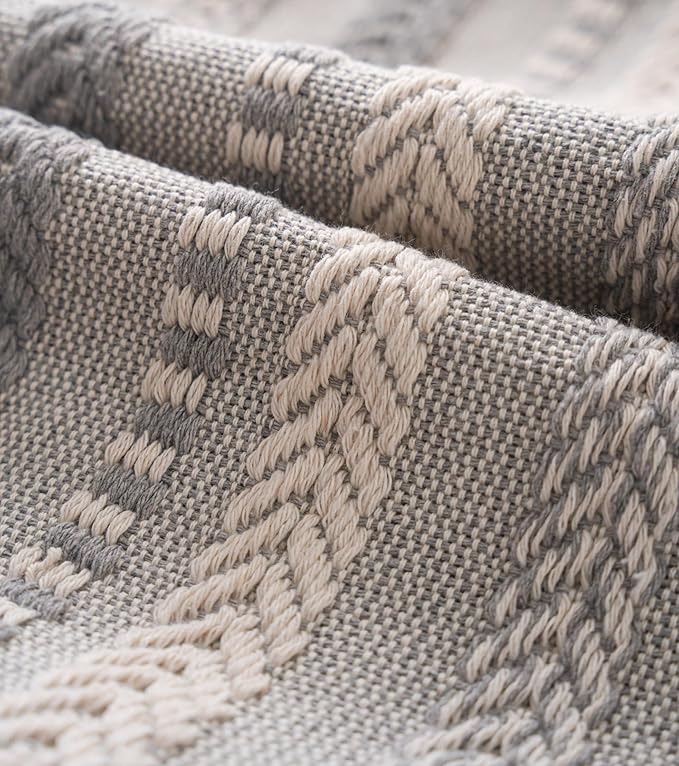 Boho Throw Pillow Covers 22x22 Inch Set of 2, Farmhouse Decorative Couch Pillow Cases, Grey Accent Pillows of Bed, Sofa Bedroom Living Room Home Decor Cushion Cover