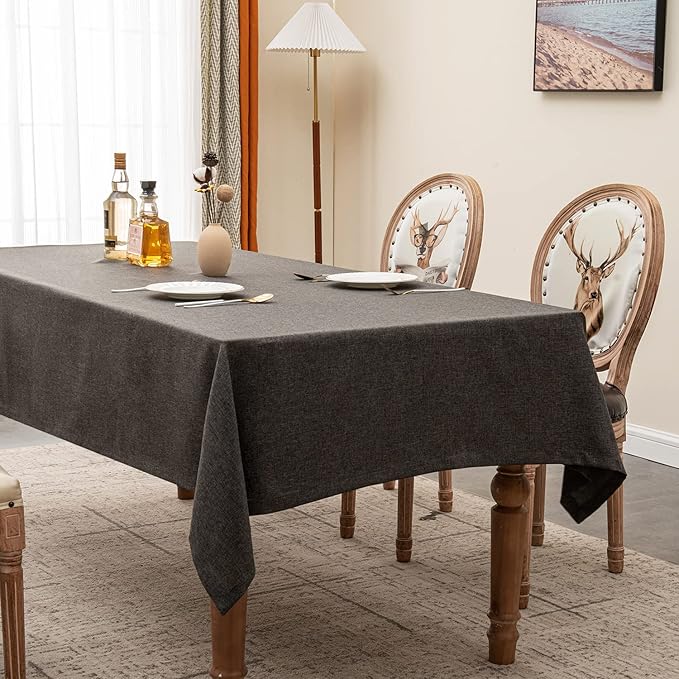 BALCONY & FALCON Table Cloth for 6ft Rectangle Tables – Waterproof, Wrinkle-Free Farmhouse Tablecloth for Dining, Kitchen, Wedding, Baby Shower, Holiday Gatherings (Dark Gray, 57" x 118")