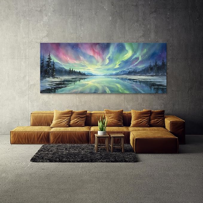 Sense Canvas Scandinavian Celestial Lake 34 Canvas Art - Home Decor Wall Art Print Poster Painting X-Large 60x24 / 1.5"