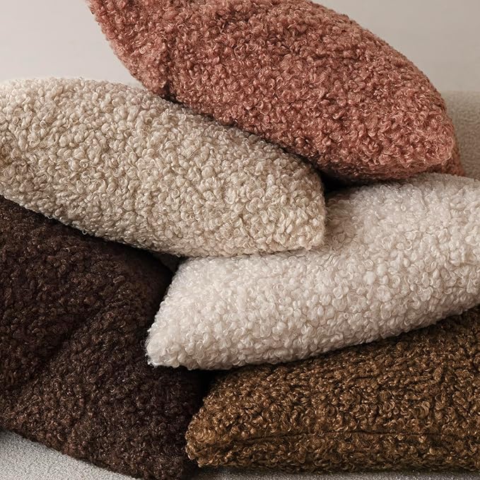 Foindtower 2 Pieces 18x18 Inch Dusty Pink, Faux Fur Throw Pillow Cover Accent Sherpa Furry Pillow Covers Fuzzy Soft Pillowcases Cozy Sheepskin Decorative Fleece Cushion Case for Bed Couch Living Room