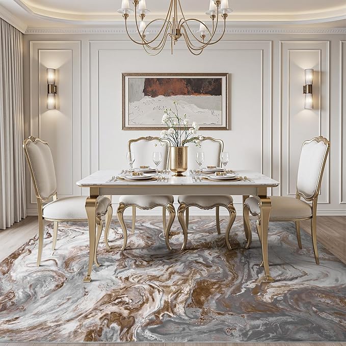 8x10 Area Rugs for Living Room, Modern Abstract Rug for Bedroom, Contemporary Machine Washable Rug, Large Stain Resistant Carpet for Dining Room Playroom Home Office, Pet & Kids Friendly