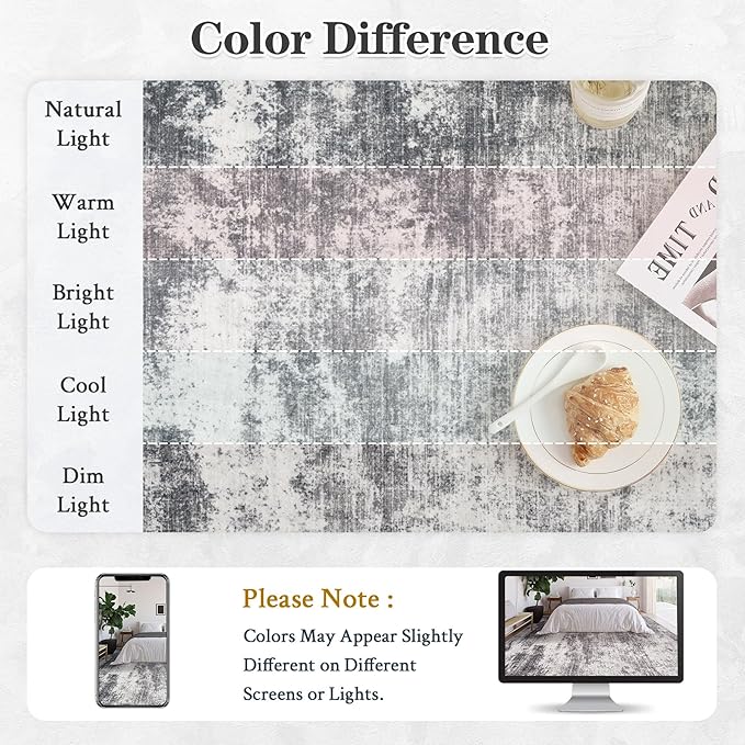 8x10 Area Rugs for Living Room: Washable Modern Abstract Rug Large Soft Non Slip Living Room Rug Indoor Low Pile Carpet for Bedroom Dining Room Home - Grey