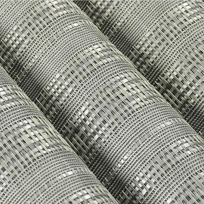 AHHFSMEI Placemats for Dining Table Set of 4 Woven Vinyl Plastic Place Mats Non-Slip Heat Insulation Stain Resistant Table Mats Washable Easy Clean Placemats (Grey Shine 4)