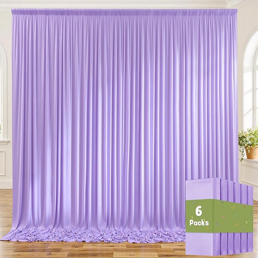 30ft x 10ft Wrinkle Free Lavender Backdrop Curtains for Parties, Light Purple Photo Backdrop Drapes 6 Panels for Wedding Girls Birthday Photography Party Background Baby Shower
