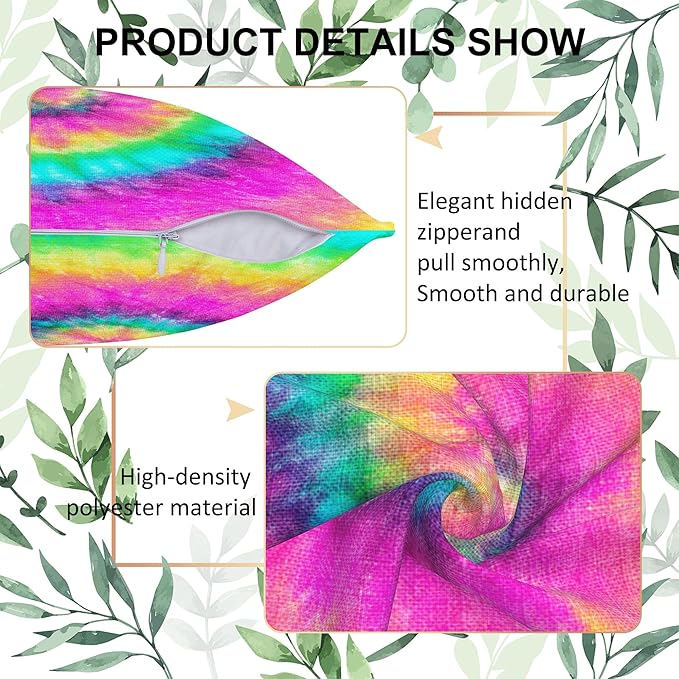 Colorful Tie Dye Throw Pillow Covers Set of 2 Tie Dye Pillow Covers 18x18 Inch Modern Farmhouse Home Decorative Pillow Cases Cushion Cover for Sofa Living Room Office