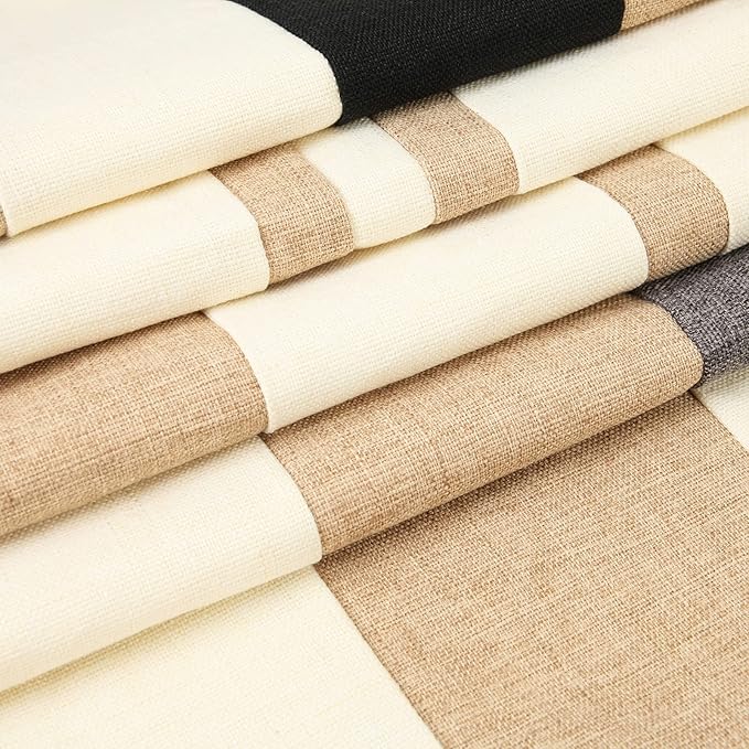 Set of 2 White Linen Patchwork Throw Pillow Covers 18X18 Farmhouse Decorative Square Striped Pillowcases for Couch Sofa Living Room Outdoor Decor