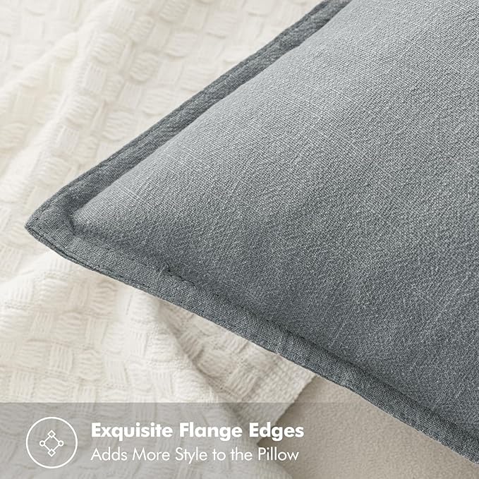 MIULEE Decorative Linen Pillow Covers 18x18 Inch Gray Boho Farmhouse Neutral Couch Throw Pillows for Bed Pack of 2 Accent Modern Pillowcase Sofa Livingroom Home Decor