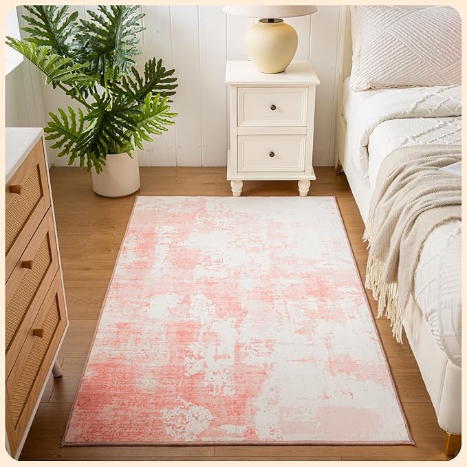 Istana 3x5 Area Rug - Pink Modern Rugs for Living Room 3x5 - Foldable Rugs for Bedroom/Living Room Rug - Stain Resistant Washable Rug - Eco-Friendly Small Area Rugs