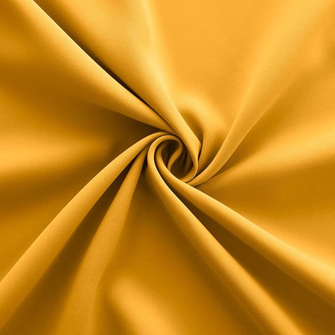 Spring Curtains for Living Room 2 Panels Set Seasonal Color 90 Inches Long Blackout Room Darkening Insulated Thermal Yellow Marigold Curtains for Bedroom Dining Room Decor,52x90 Inch Length,Mustard