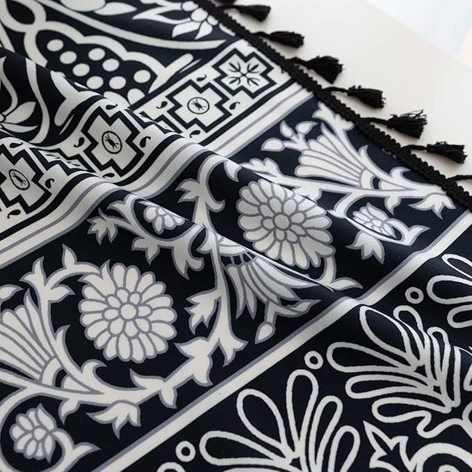 Boho Floral Curtains French Country Farmhouse Curtains 96 Inches Long Light Filtering Window Rod Pocket Drapes for Living Room 2 Panels