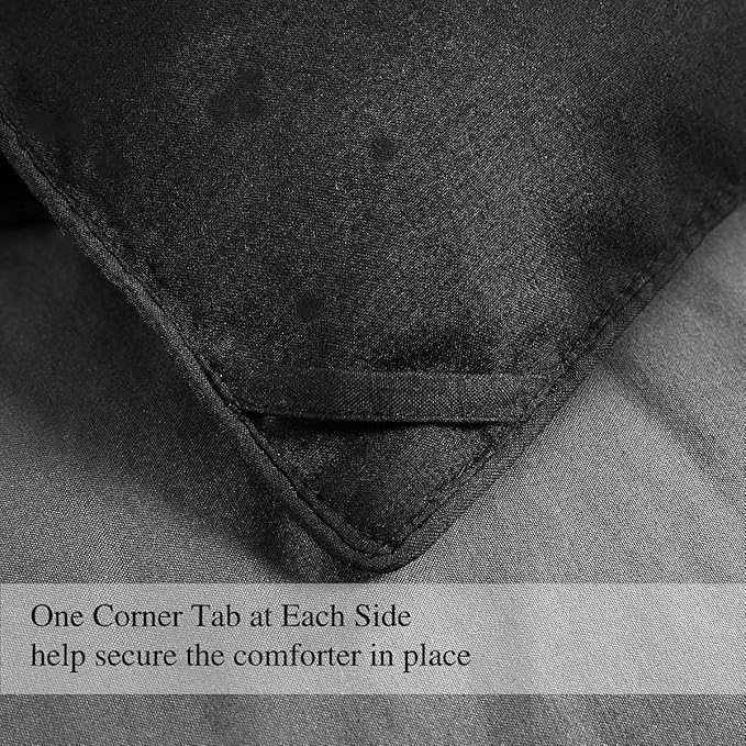 COHOME Quilted Full Size Comforter - All-Season Down Alternative Duvet Insert - Luxury Hotel Soft Breathable Black Comforter with Anti-Clump Tech & 8 Tabs- Reversible - Gift for Women & Men （82"x86"）