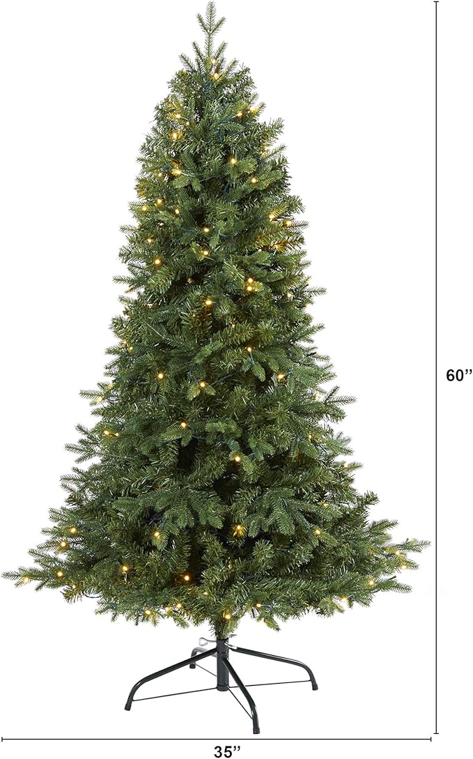 Nearly Natural 5ft. Vermont Fir Artificial Christmas Tree with 150 Clear LED Lights