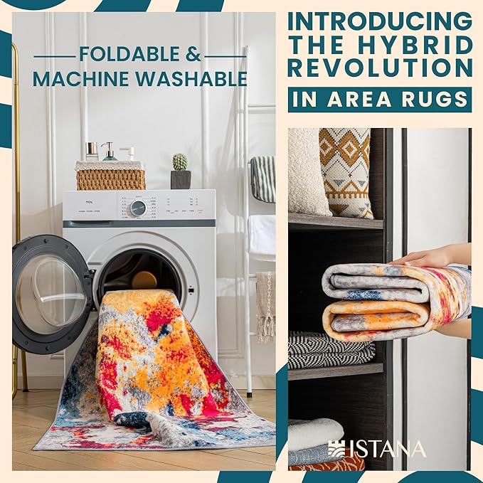 Istana Hallway Runner Rug 2.5x8 - Multi Colors Kitchen Rugs Non Slip Washable -Silk's Soft Touch Carpet Runner - Stylish Rugs for Home