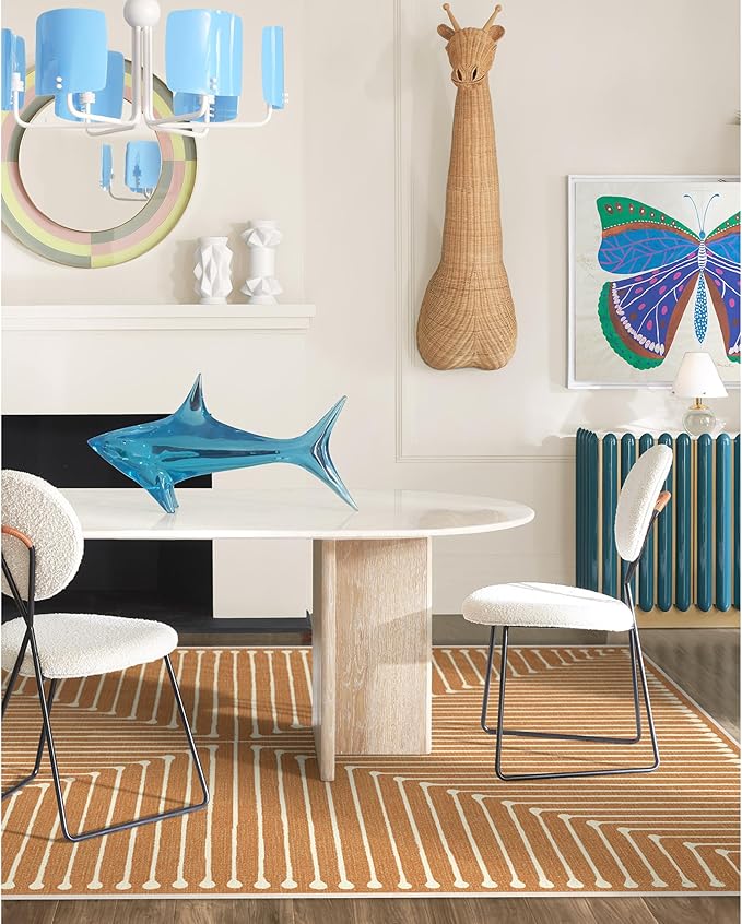 RUGGABLE x Jonathan Adler Machine Washable Modern Area Rug – Inkdrop Copper 5x7, Stain-Resistant, Non-Slip – Medium Rugs for Living Room, Bedroom, Hallway, Entryway & Office–with Standard Pad