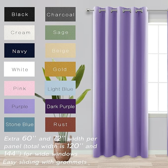 KOUFALL Lavender Purple Curtains for Bathroom Small Window 2 Panels Blackout Short Curtains for Bedroom Kids Girls Room 60x45 Inch Length Orchid Periwinkle