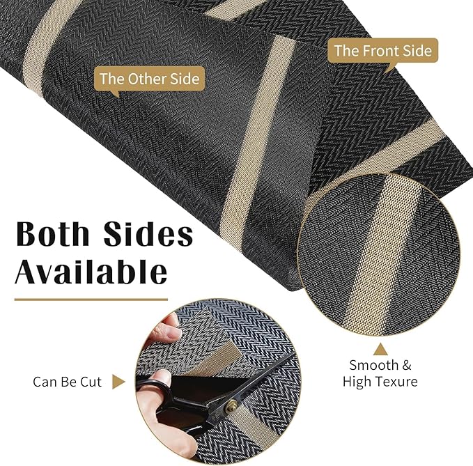 FAVE Placemats Set of 4 Black Placemats Woven with Golden Thread Durable and Wipeable Vinyl Placemats Table Mats Set of 4 for Wedding, Banquet, Birthday, Party, Restaurant (Black, 12"x18"-4PCS)