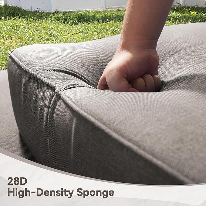 6" Thick Outdoor Cushions 24x24x6, 6-Set Deep Seat Patio Cushions with Removable Cover, Waterproof & Fade Resistant Replacement for Wicker Chair, Loveseat, Sofa - Grey
