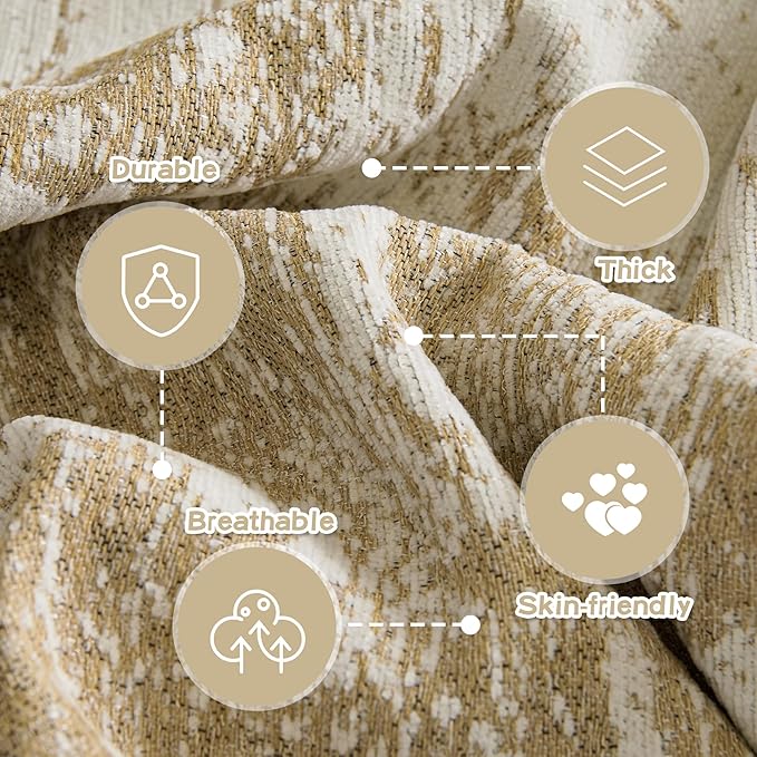 MEETSKY Couch Cover Boho Sofa Covers Couch Covers for 3 Cushion Couch Sofa Pet Friendly, Sofa Cover Washable Abstract Geometric Sofa Slipcover for Sectional Sofa Cover with Tassel, 91" x 134", Khaki