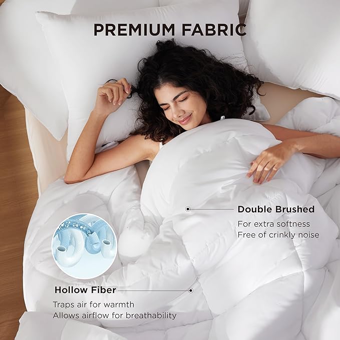Bedsure Comforter Duvet Insert - Quilted Comforters Alaskan King, All Season Duvet, GentleSoft Down Alternative Bedding, with 8 Tabs, Gifts for Women/Men, White,Alaskan King 130x120 Inches