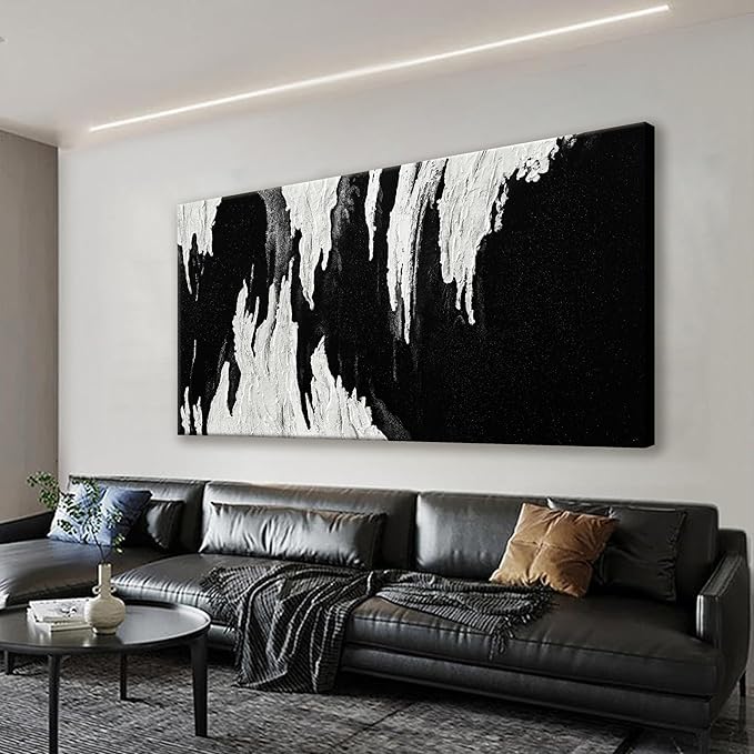 TAIJXAGSG Abstract Wall Art For Living Room Artwork Canvas Art Wall Decor Modern Canvas Prints Pictures Black And White Abstract Wall Decor For Home Hotel Decoration 24 x 48 Inch