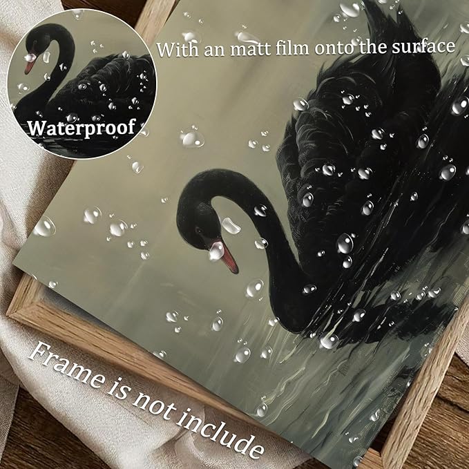 uniro Black Swan Retro Wall Art Gothic Home Decor Dark Academia Wall Art Prints Victorian Goth Print Dark Cottagecore Wall Art Moody Vintage Oil Painting Aesthetic