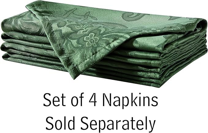 Newbridge Barcelona Damask Fabric Tablecloth, 52 x 52 Inch Square, Hunter Green – No Iron, Soil Resistant Table Cover for Dining, Parties and Holidays