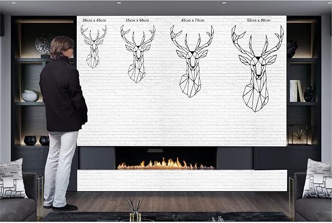DEKADRON Metal Wall Art - Geometric Deer Head - 3D Wall Silhouette Metal Wall Decor Home Office Decoration Bedroom Living Room Decor Sculpture (22" W x 36" H / 56x90cm)