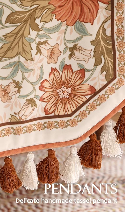 Velvet Fabric Cloth Runner for Table,Rustic Orange Floral 63 Inches Long Table Runners,Decoration Tabletop for Kitchen,Dining Room,Banquet,Thanksgiving,New Year,Holiday,12"*63"